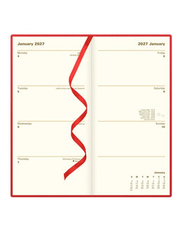 LETTS 2027 Belgravia Slim Week to View Leather Diary with Planners - English (Red)
