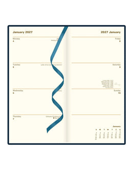 Letts Signature Slim Week to View Leather Diary with Planners 2027 - Blue