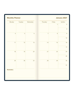 Letts Signature Slim Week to View Leather Diary with Planners 2027 - Blue