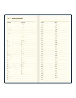 Letts Signature Slim Week to View Leather Diary with Planners 2027 - Blue