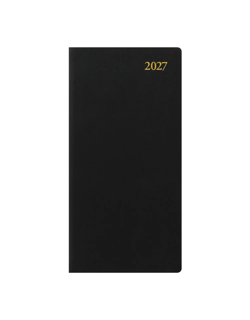 Letts Signature Slim Week to View Leather Diary with Planners 2027 - Black