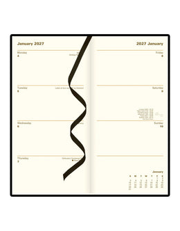 Letts Signature Slim Week to View Leather Diary with Planners 2027 - Black