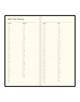 Letts Signature Slim Week to View Leather Diary with Planners 2027 - Black