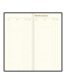 Letts Signature Slim Week to View Leather Diary with Planners 2027 - Black