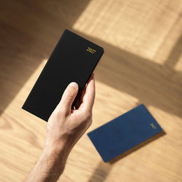 Letts Signature Slim Week to View Leather Diary with Planners 2027 - Black