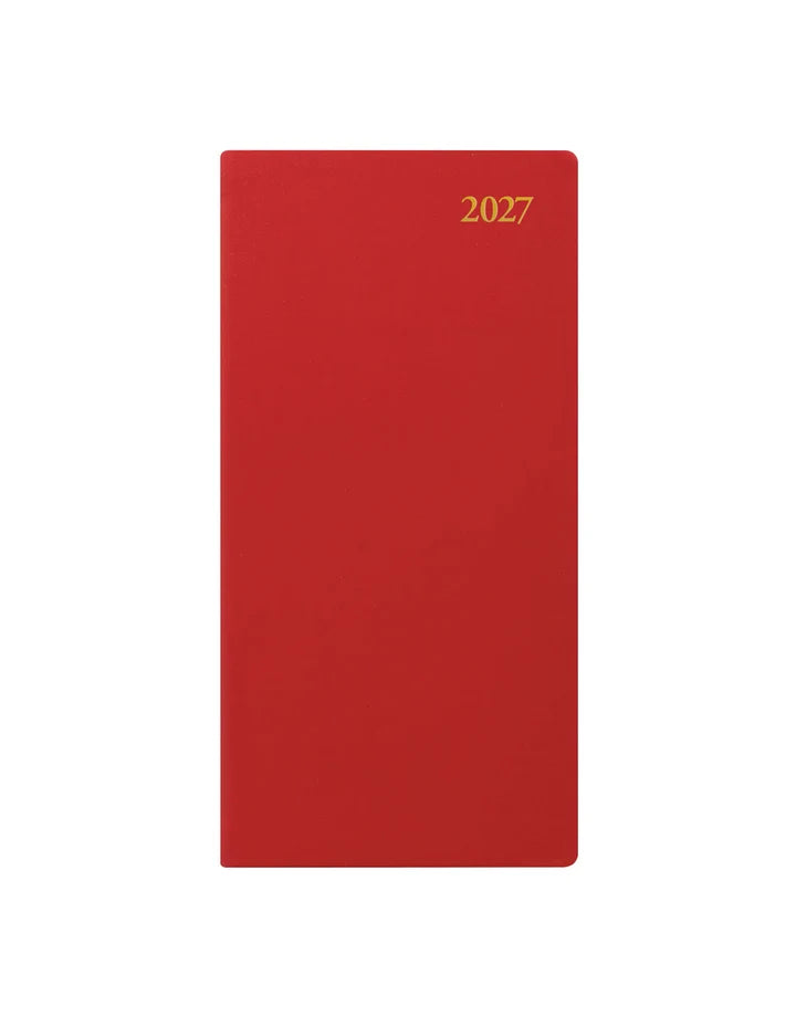 Letts Signature Slim Week to View Leather Diary with Planners 2027 - Red