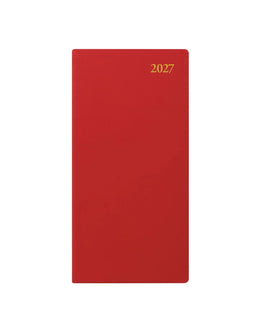 Letts Signature Slim Week to View Leather Diary with Planners 2027 - Red