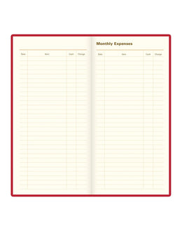 Letts Signature Slim Week to View Leather Diary with Planners 2027 - Red