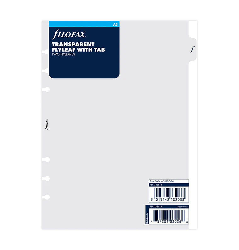 Filofax A5 Transparent Flyleaf