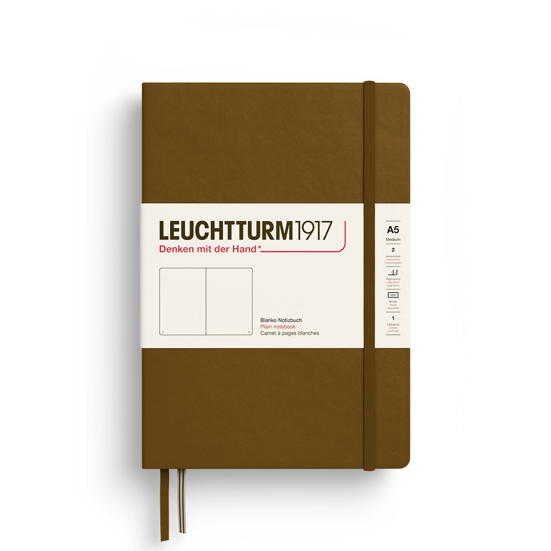 LEUCHTTURM1917 Notebook Hardcover Medium (A5), 251 p, Plain - Spice Brown