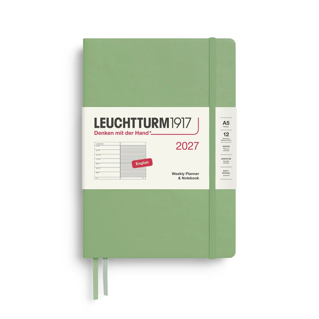 Leuchtturm1917 2027 A5 Weekly Planner & Notebook - Sage