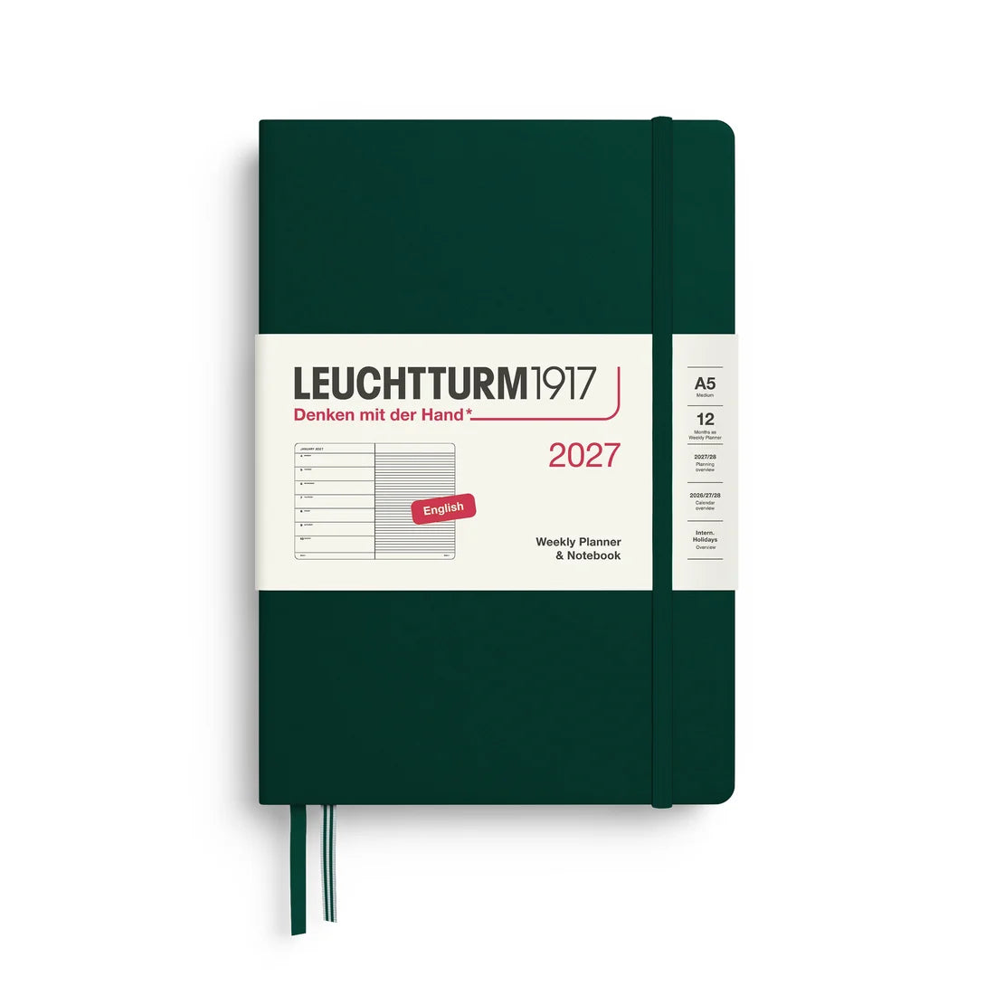 Leuchtturm1917 2027 A5 Weekly Planner & Notebook - Forest Green