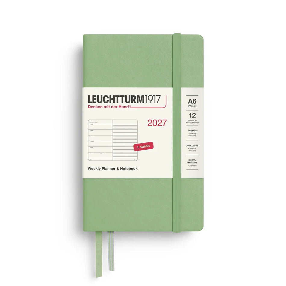 LEUCHTTURM1917 2027 A6 Weekly Planner & Notebook Pocket - Sage