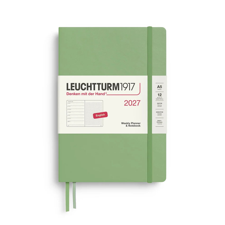 LEUCHTTURM1917 2027 A5 Weekly Planner & Notebook Dotted - Sage