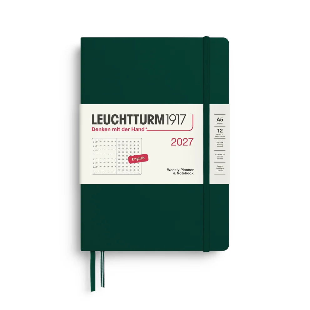 Leuchtturm1917 2027 A5 Weekly Planner & Notebook Dotted - Forest Green
