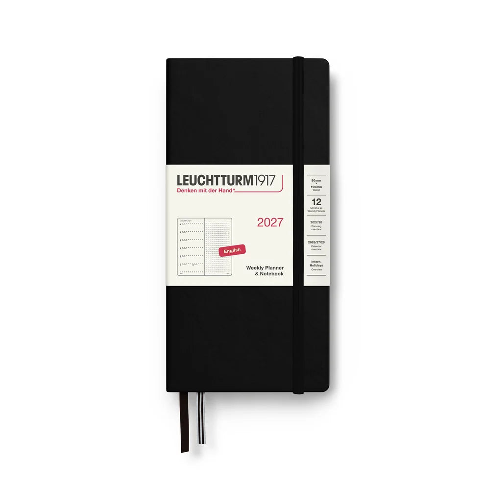LEUCHTTURM1917 2027 Wallet Weekly Planner & Notebook Dotted - Black