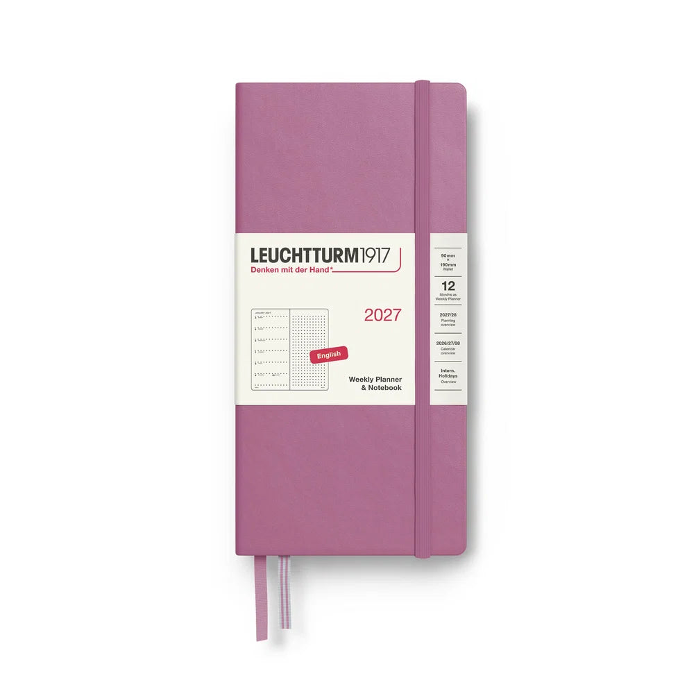 LEUCHTTURM1917 2027 Wallet Weekly Planner & Notebook Dotted - Dusty Rose