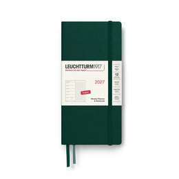 LEUCHTTURM1917 2027 Wallet Weekly Planner & Notebook Dotted - Forest Green