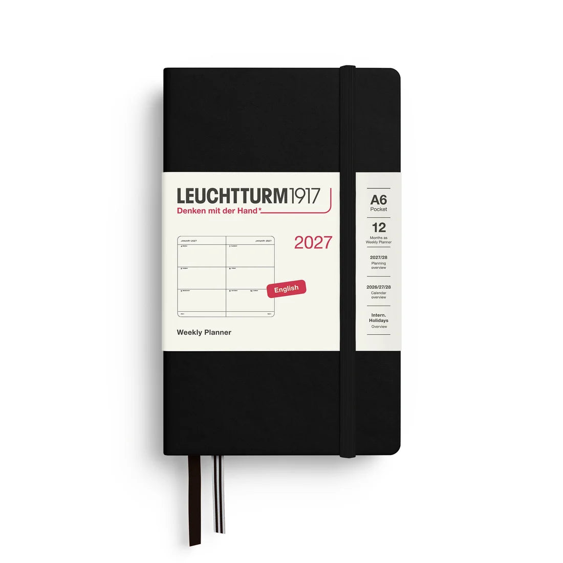 Leuchtturm1917 2027 A6 Weekly Planner Pocket - Black