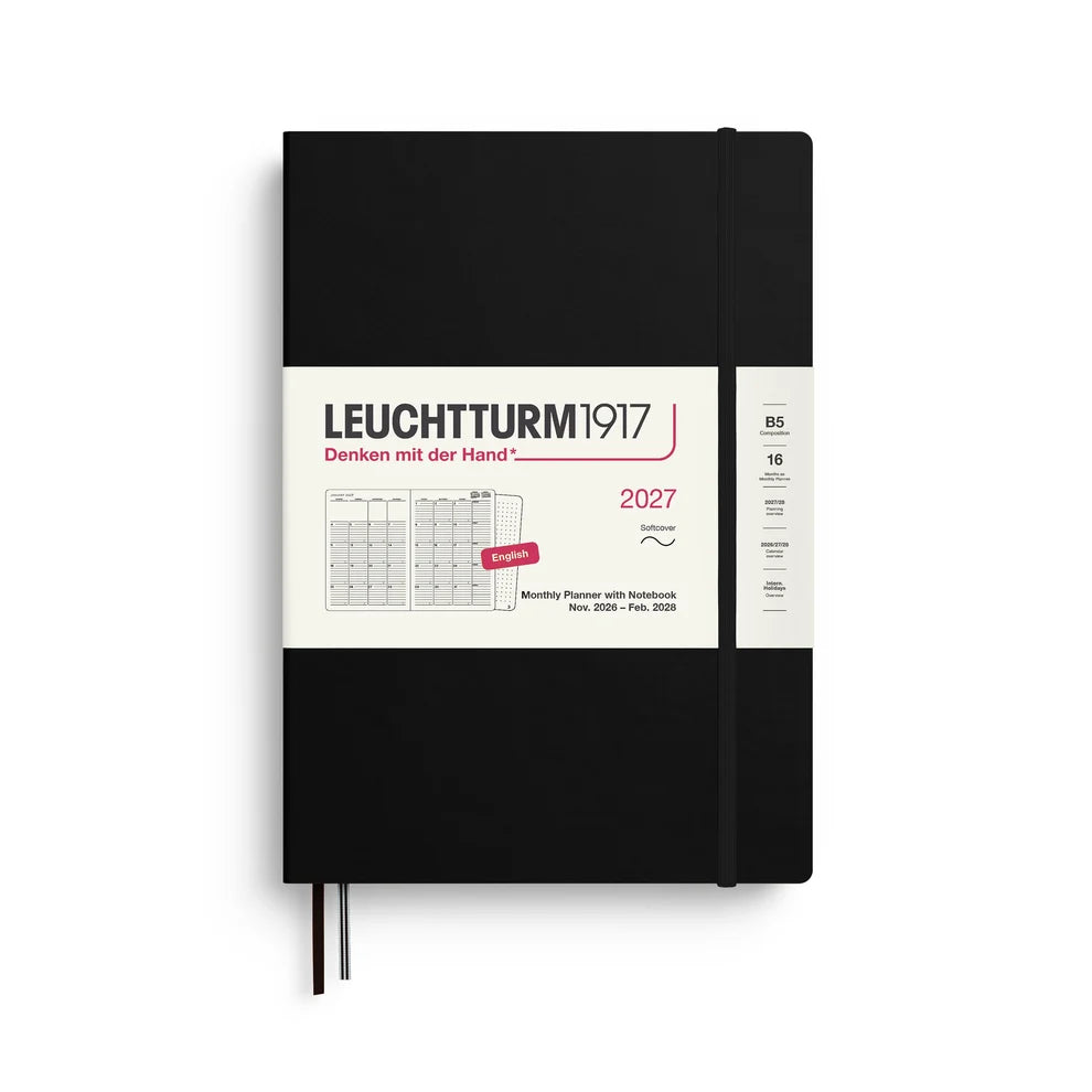 LEUCHTTURM1917 2027 B5 Softcover Monthly Planner w/ Notebook - Black