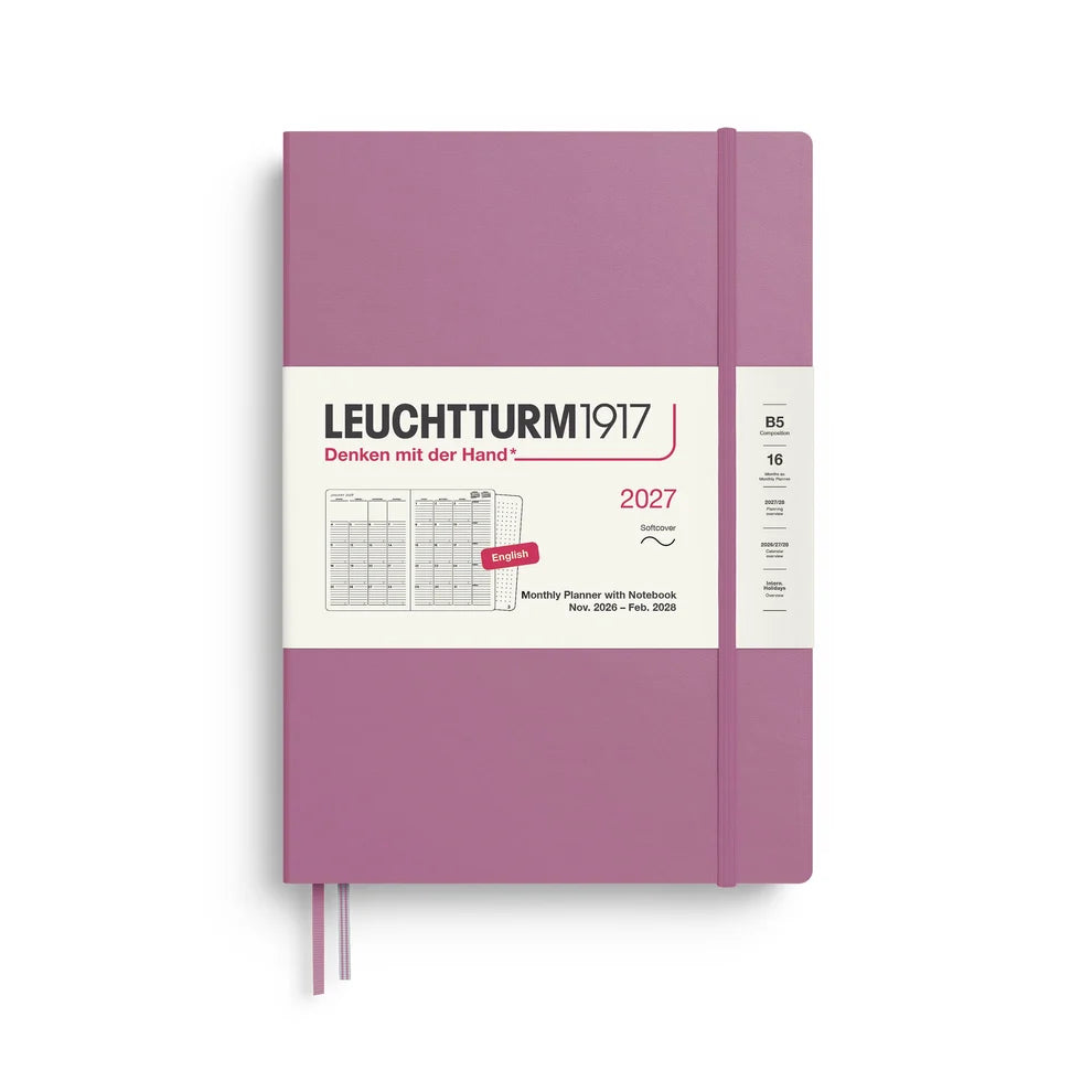 LEUCHTTURM1917 2027 B5 Softcover Monthly Planner w/ Notebook - Dusty Rose