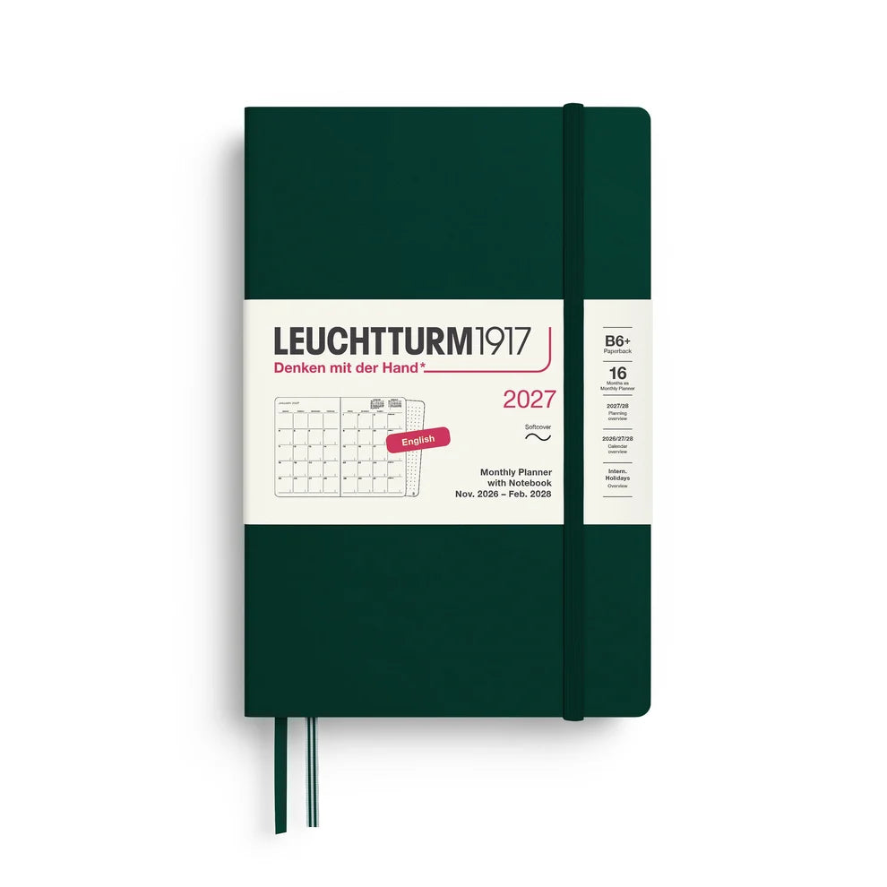 Leuchtturm1917 2027 B6+ Softcover Monthly Planner with Notebook - Forest Green