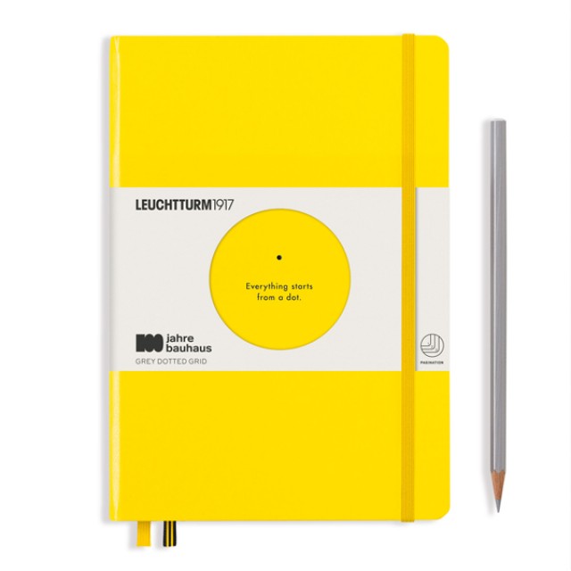 LEUCHTTURM1917 Notebook Bauhaus 100 Medium (A5), Hardcover, 251 Numbered Pages - Lemon