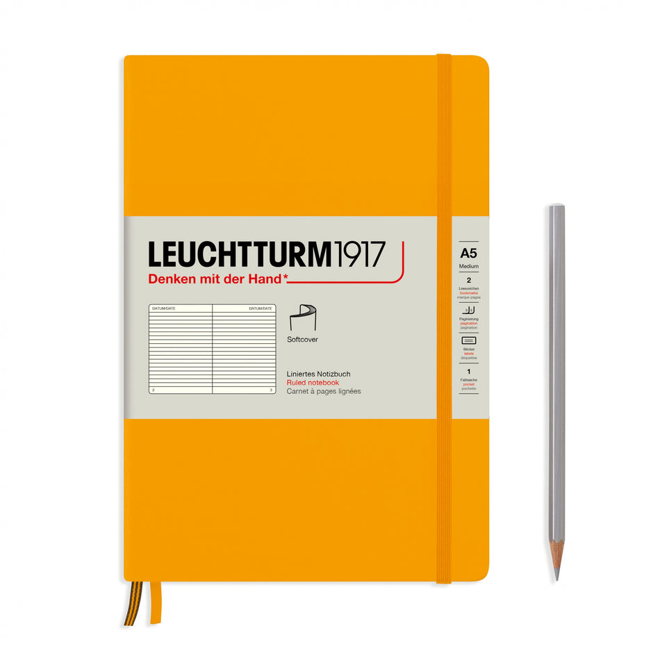 LEUCHTTURM1917 Notebook Softcover Medium (A5), 123 pages, Lined - Rising Sun