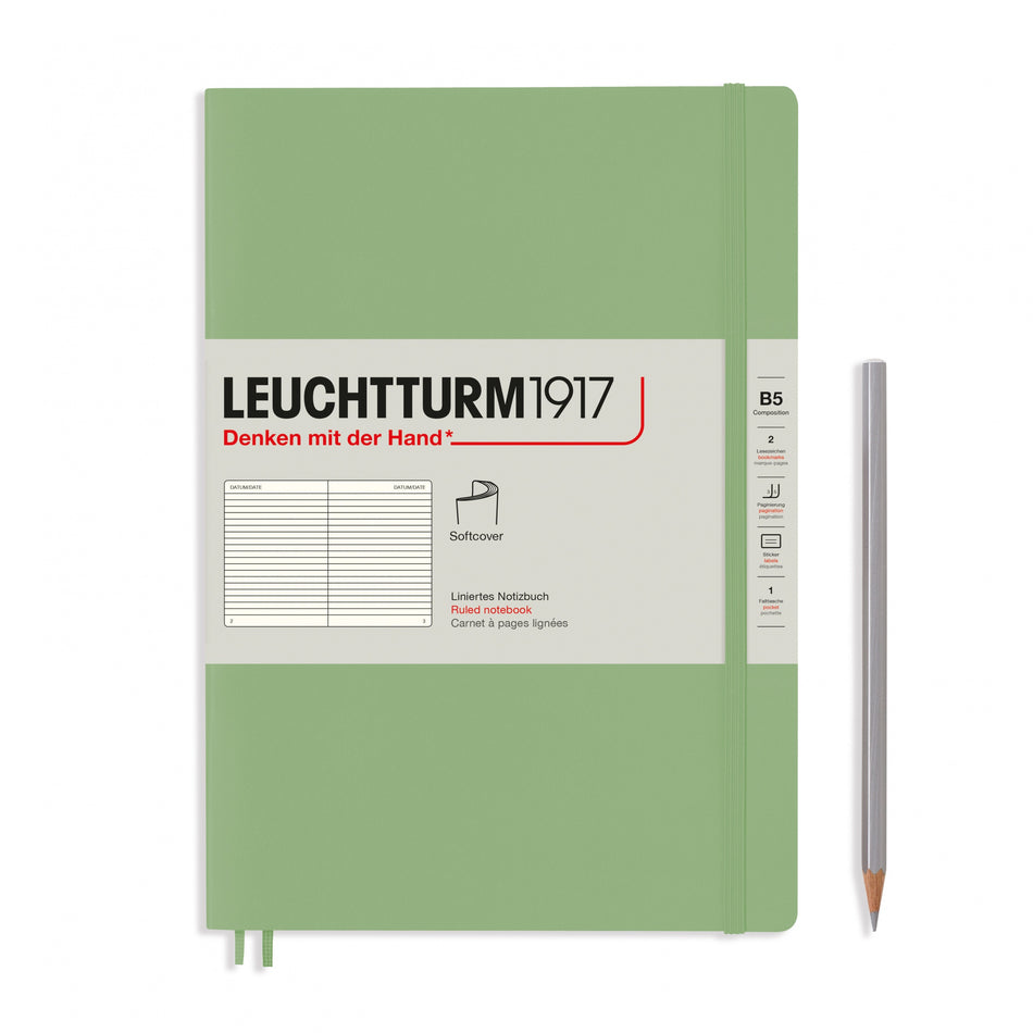 LEUCHTTURM1917 Notebook Softcover Composition (B5), 123 pages, Lined - Sage Green