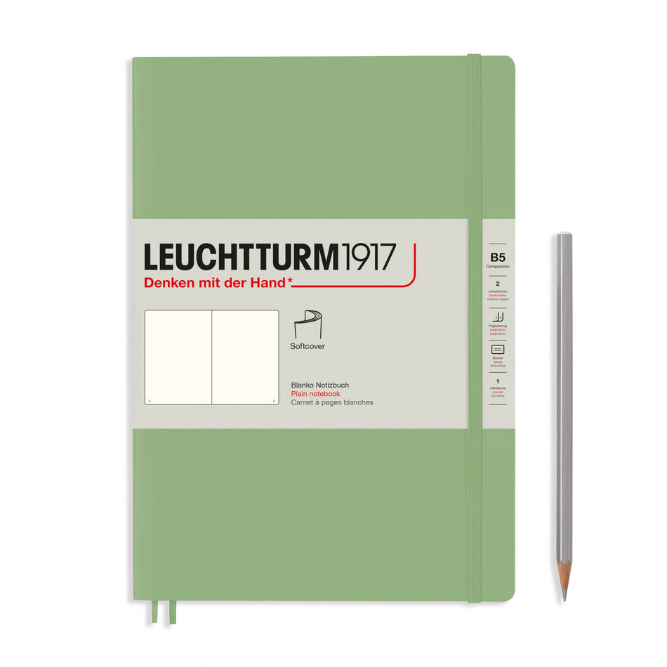 LEUCHTTURM1917 Notebook Softcover Composition (B5), 123 pages, Plain - Sage Green