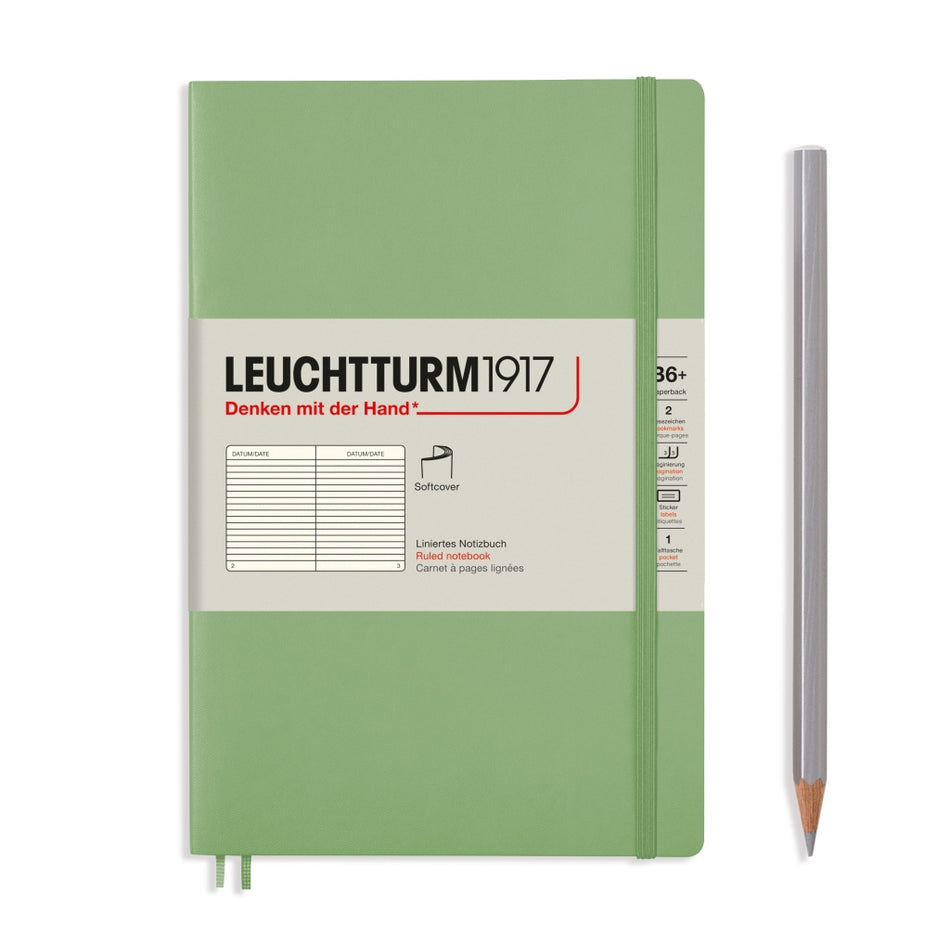 LEUCHTTURM1917 Notebook Softcover Paperback (B6+), 123 pages, Lined - Sage Green