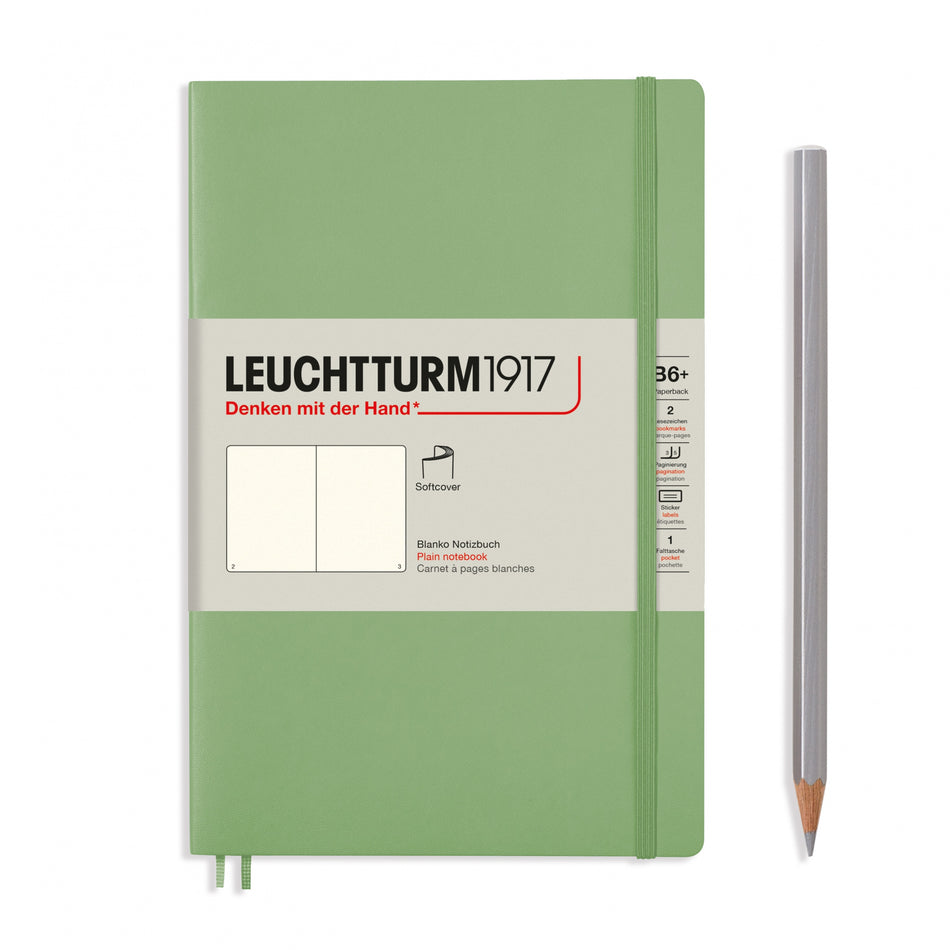 LEUCHTTURM1917 Notebook Softcover Paperback (B6+), 123 pages, Plain - Sage Green