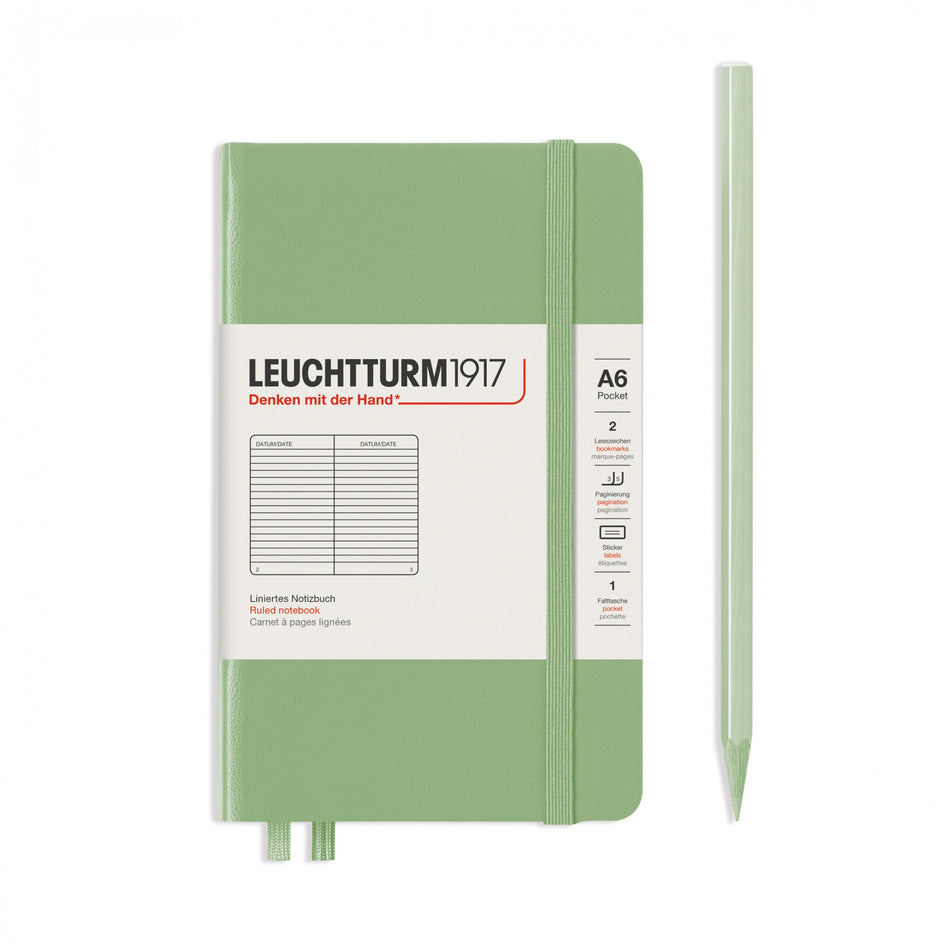 LEUCHTTURM1917 Notebook Hardcover Pocket (A6), 187 pages, Lined - Sage Green
