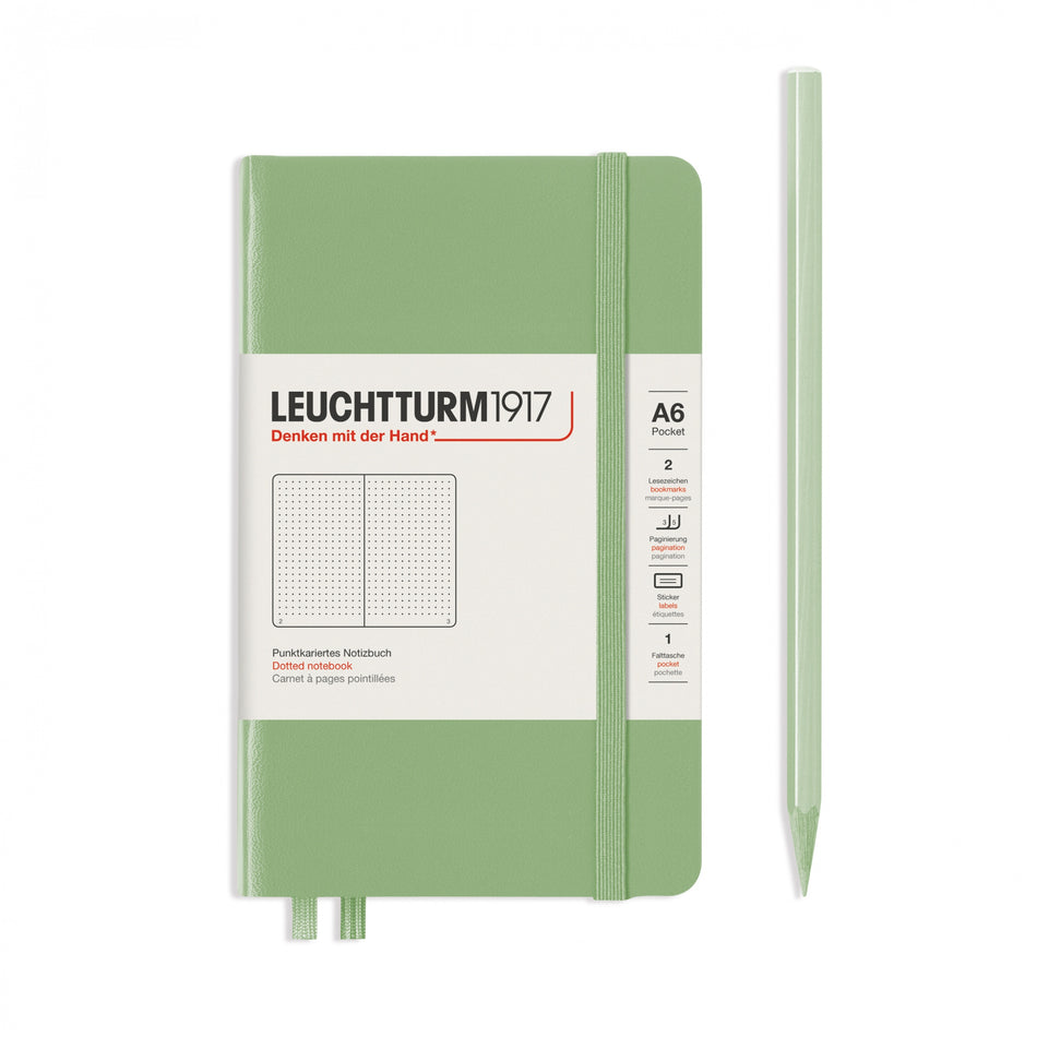 LEUCHTTURM1917 Notebook Hardcover Pocket (A6), 187 pages, Dotted - Sage Green