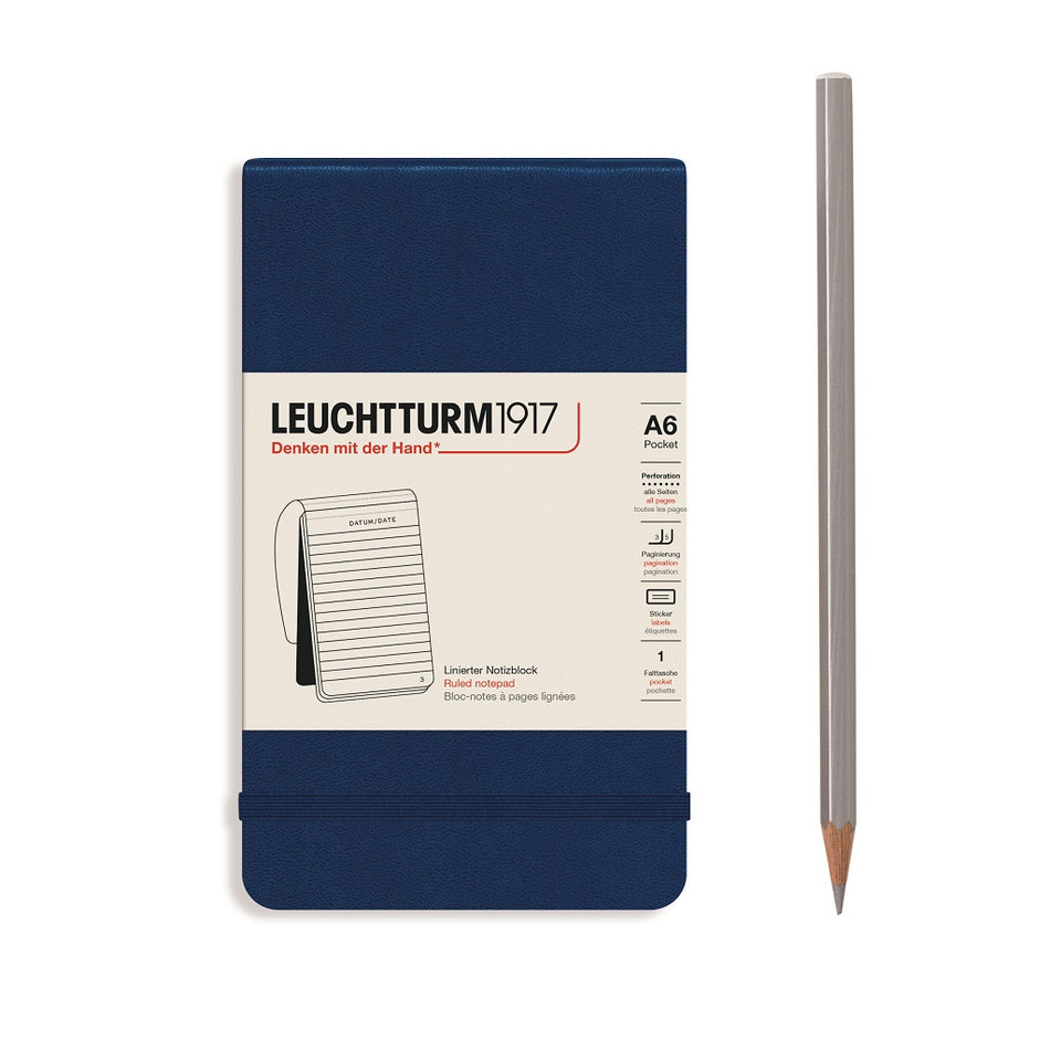 LEUCHTTURM1917 Reporter Notepad Pocket (A6), 184 p., ruled - Navy