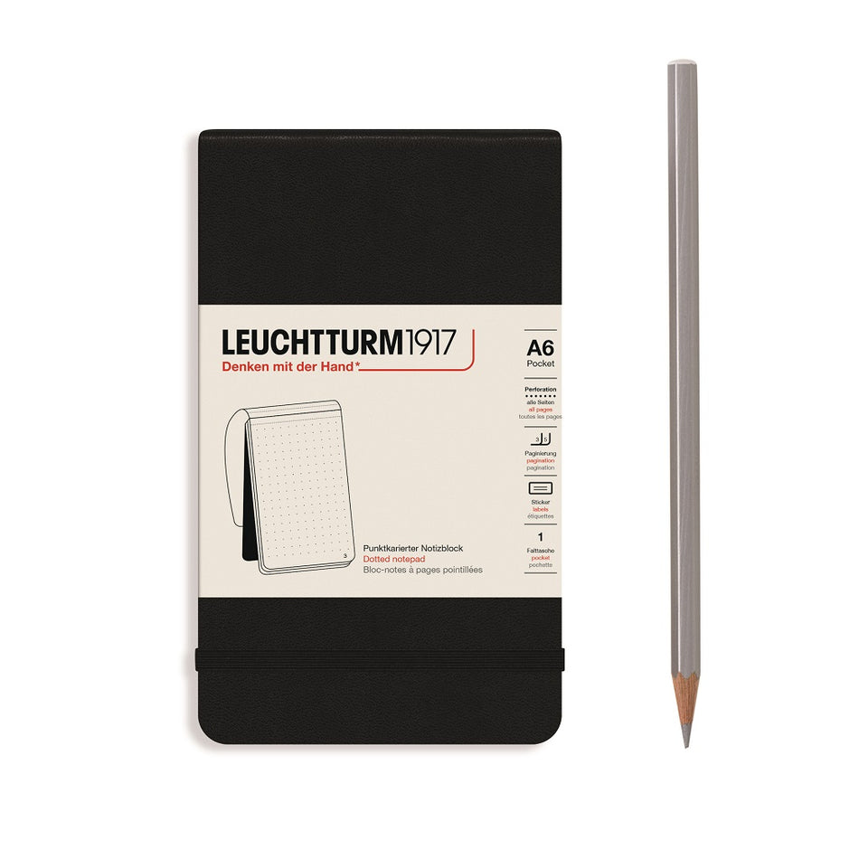 LEUCHTTURM1917 Reporter Notepad Pocket Dotted (A6), 184 p. - Black