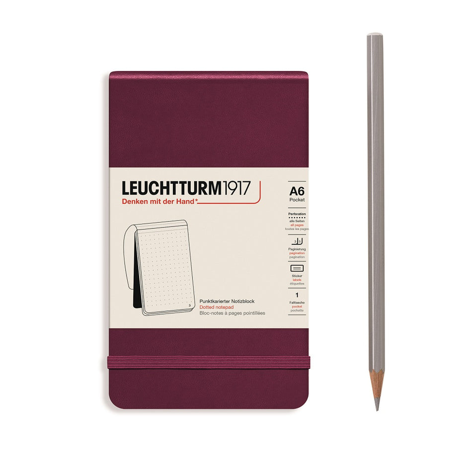 LEUCHTTURM1917 Reporter Notepad Pocket, Dotted - Port Red