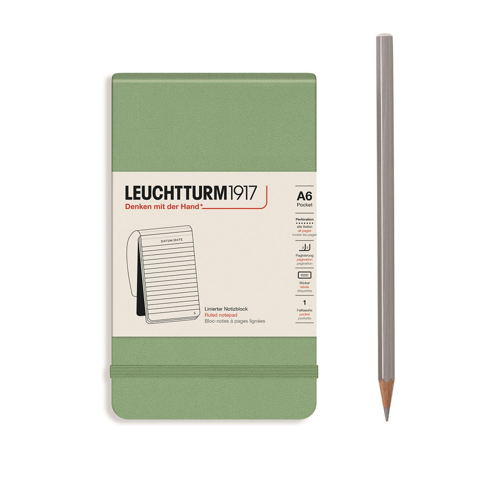 LEUCHTTURM1917 Pocket (A6) Notepad, 184 p., ruled - Sage Green