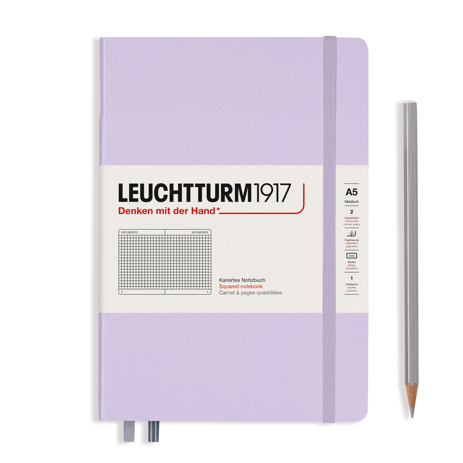 LEUCHTTURM1917 Notebook Hardcover Medium (A5), 251 pages, Squared - Lilac Purple
