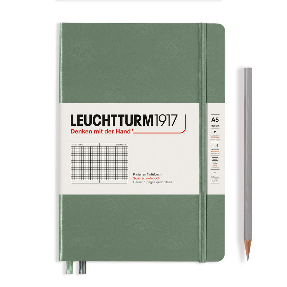 LEUCHTTURM1917 Notebook Hardcover Medium (A5), 251 pages, Squared - Olive Green