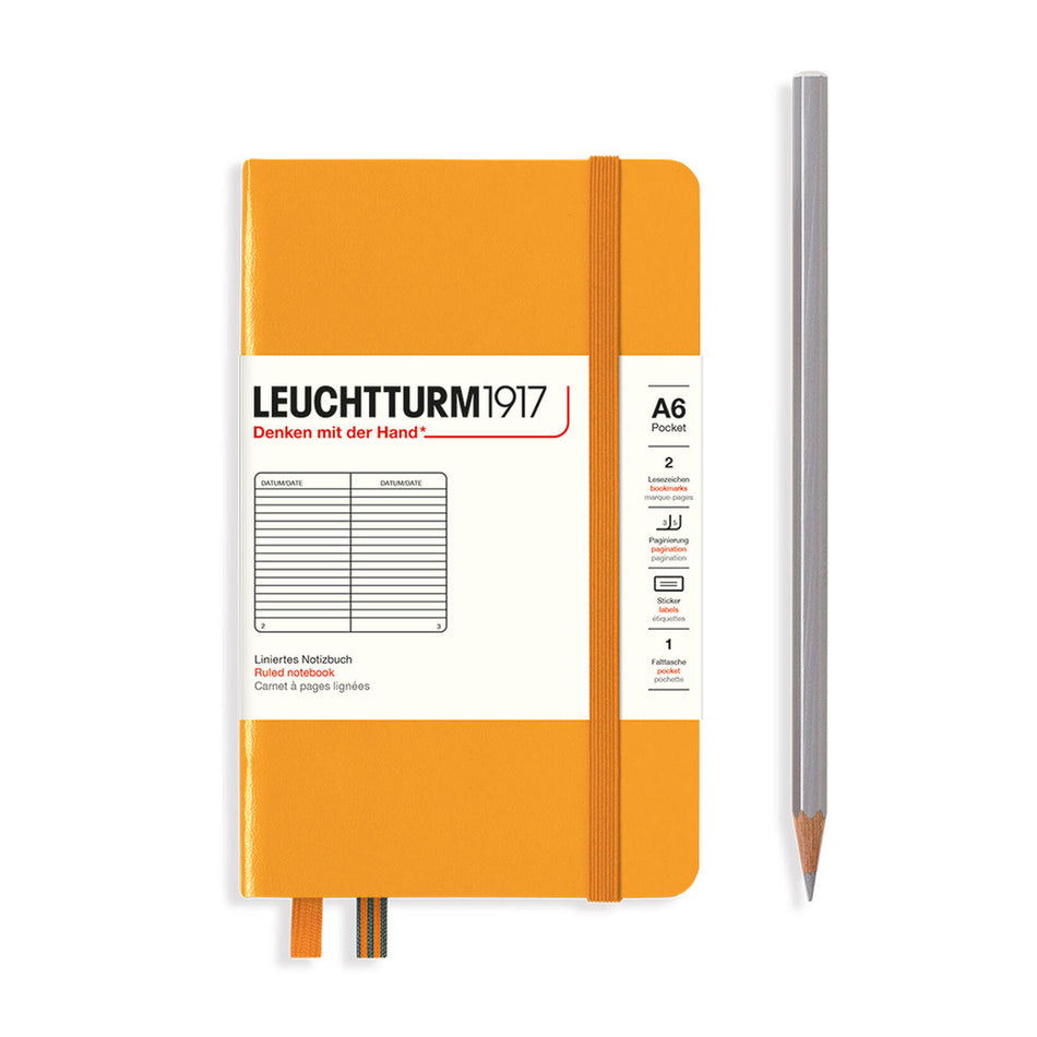 LEUCHTTURM1917 Notebook Hardcover Pocket (A6), 187 pages, Ruled - Rising Sun Yellow