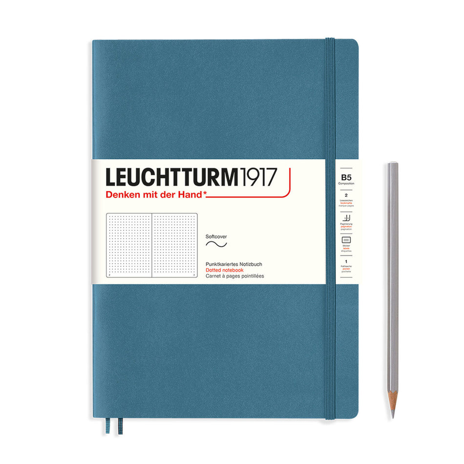 LEUCHTTURM1917 Notebook Composition (B5) Dotted, Softcover, 123 Numbered pages - Stone Blue