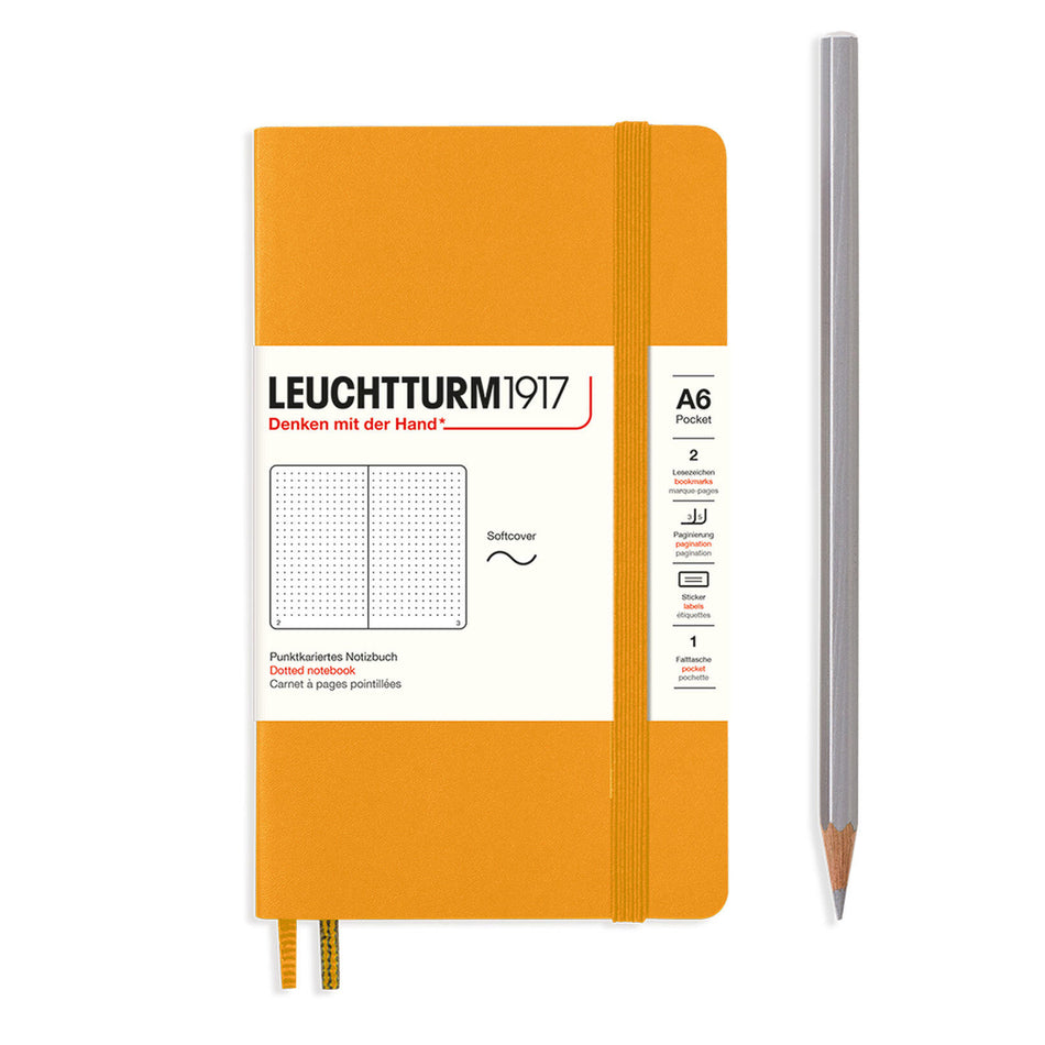 LEUCHTTURM1917 Notebook Softcover Pocket (A6), 123 pages, Dotted - Rising Sun
