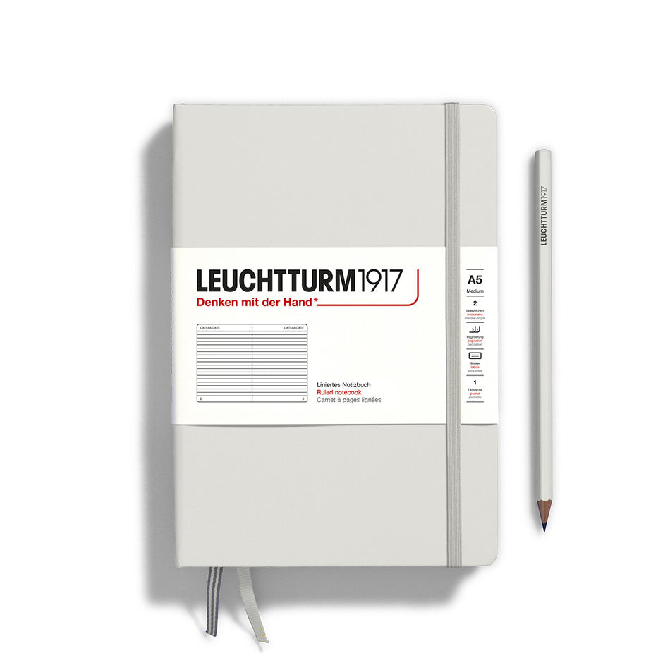 LEUCHTTURM1917 Notebook Hardcover Medium (A5), 251 pages, Ruled -  Light Grey