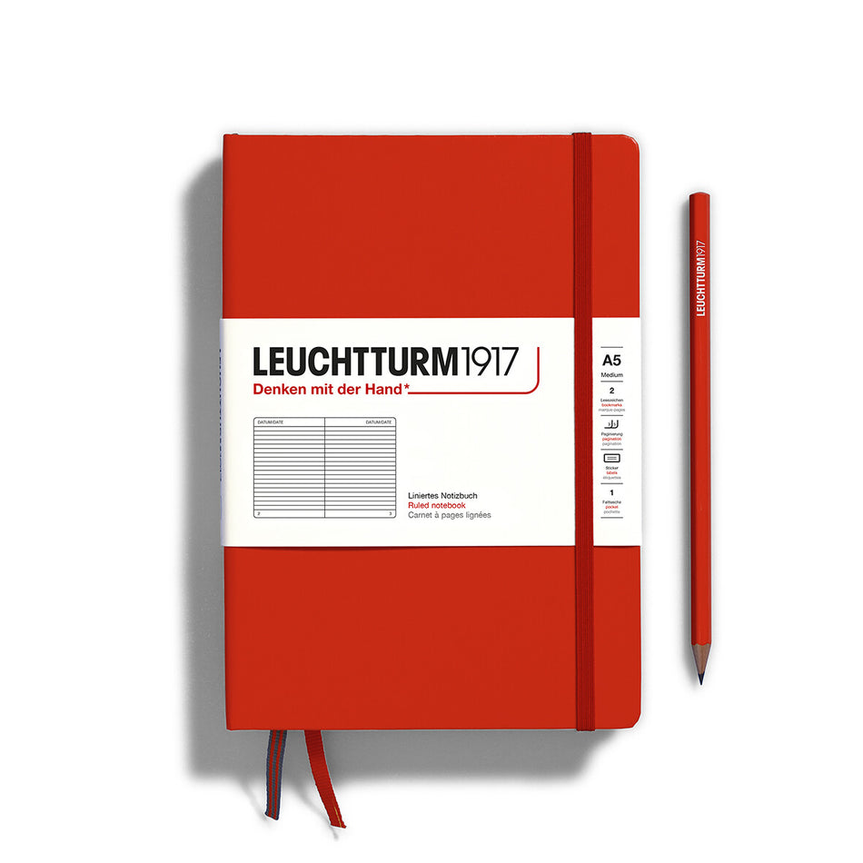 LEUCHTTURM1917 Notebook Hardcover Medium (A5), 251 pages, Ruled - Fox Red