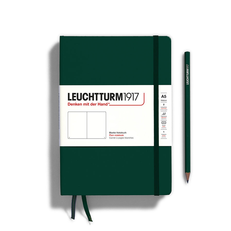 LEUCHTTURM1917 Notebook Hardcover Medium (A5), 251 pages, Plain, Forest Green