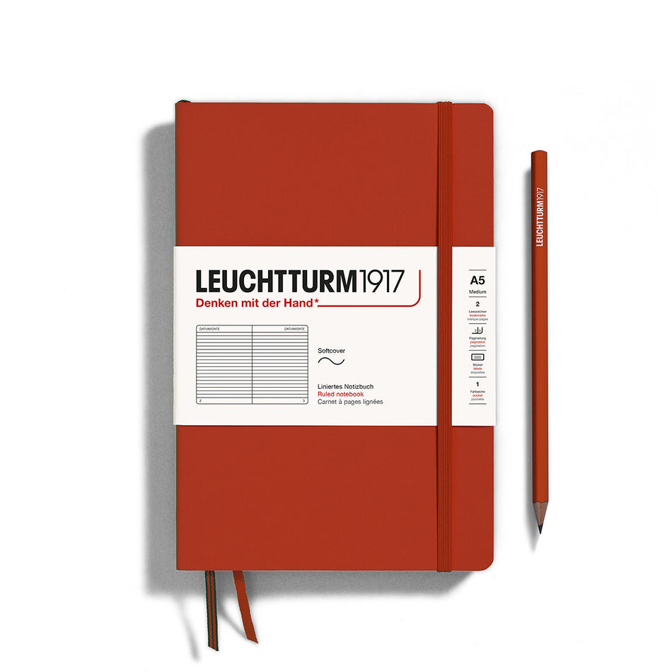 LEUCHTTURM1917 Notebook Softcover Medium (A5), 123 pages, Ruled - Fox Red