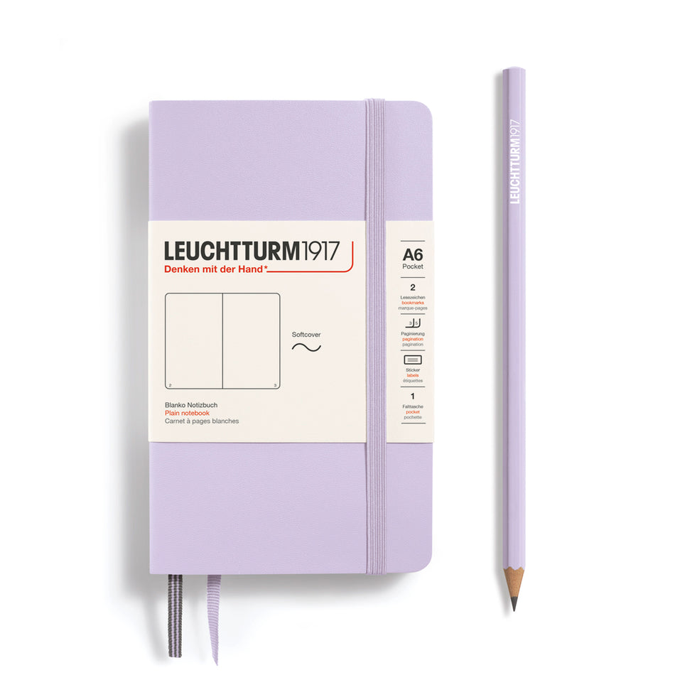 LEUCHTTURM1917 Notebook Softcover Pocket (A6), Plain, 187 pages - Lilac Purple
