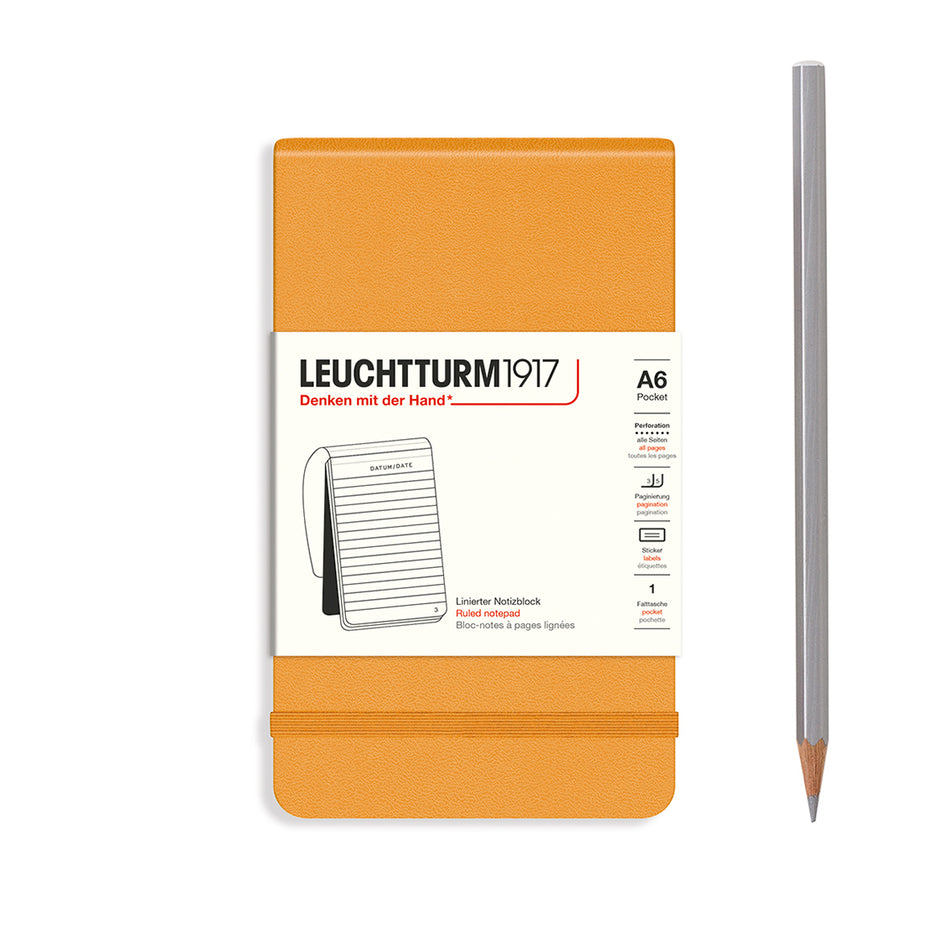 LEUCHTTURM1917  Notepad (A6), 184 p., ruled - Rising Sun Yellow