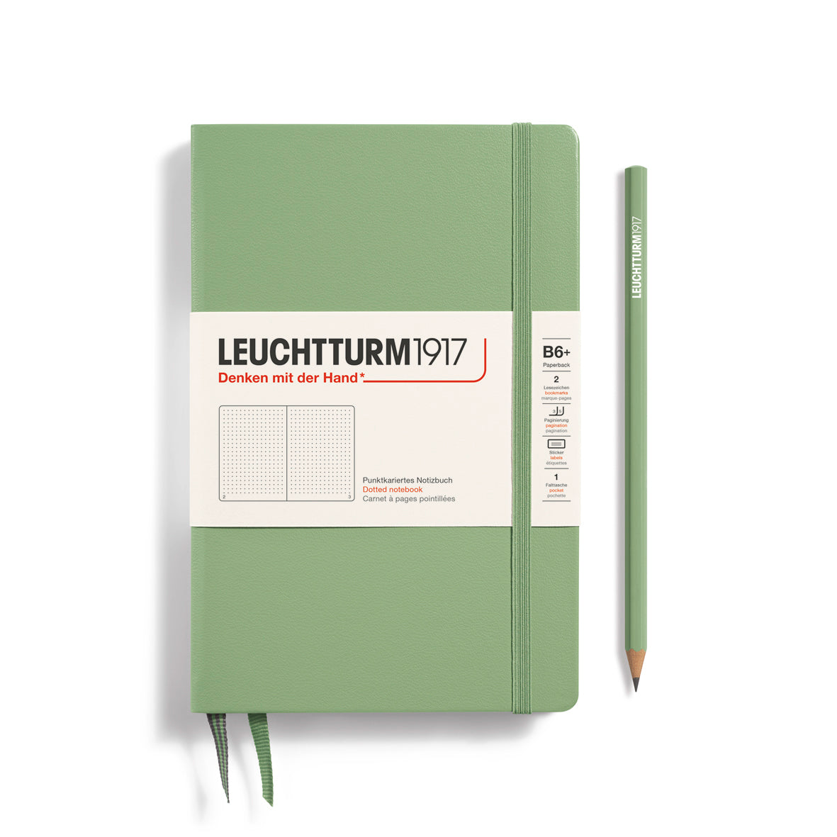 LEUCHTTURM1917 Notebook Hardcover Paperback (B6+), Dotted, 123 pages - Sage Green
